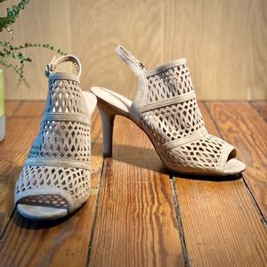 Contemporary Heeled Sandals, Perforated Pattern